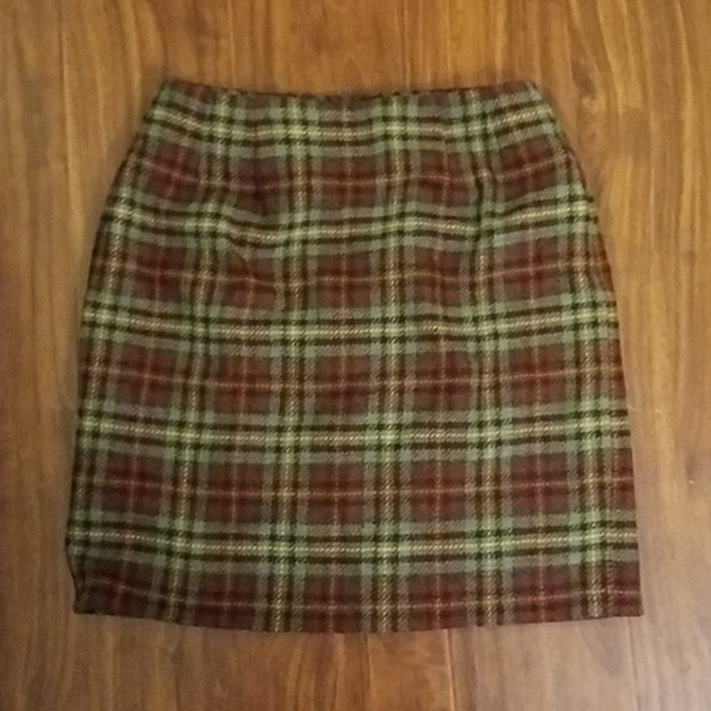 Laura Ashley Vintage Pencil Plaid Skirt